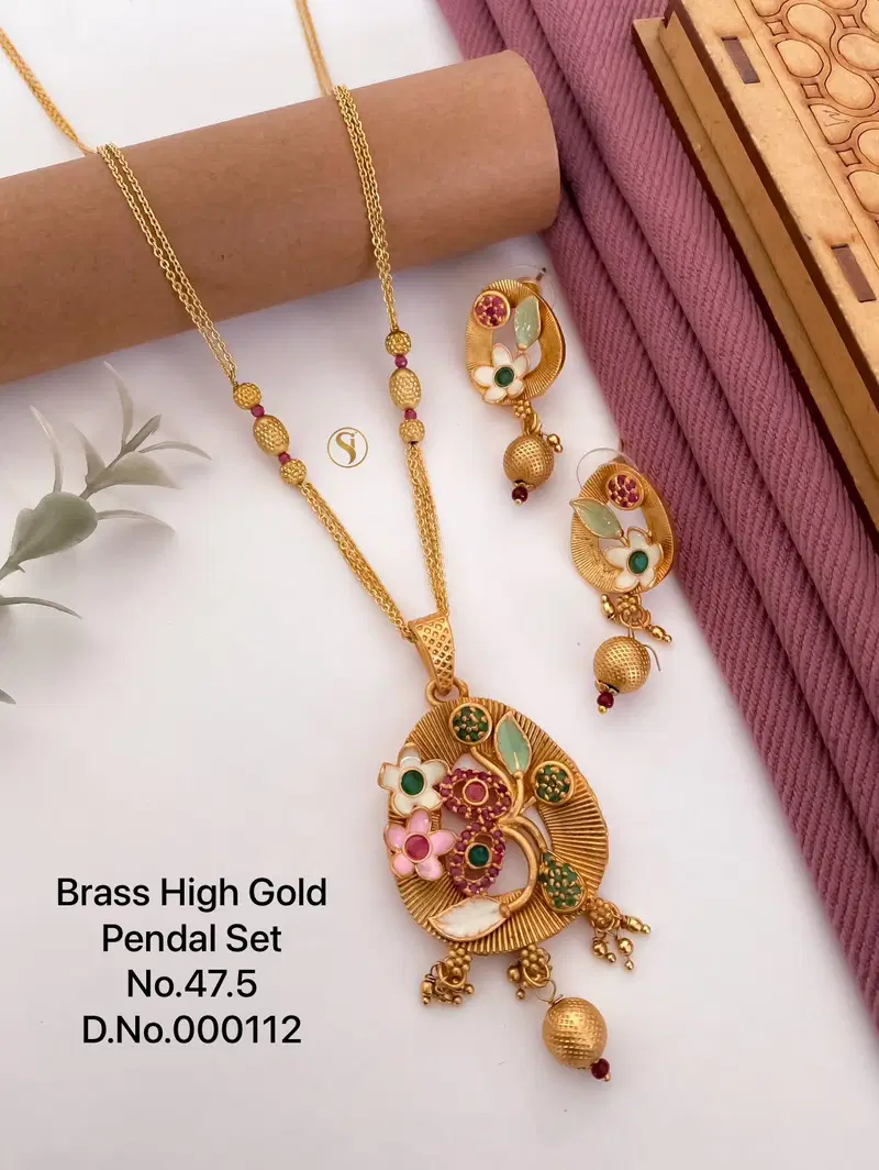 Accessories Brass High Gold Chain Pendant Set 4 Catalog

